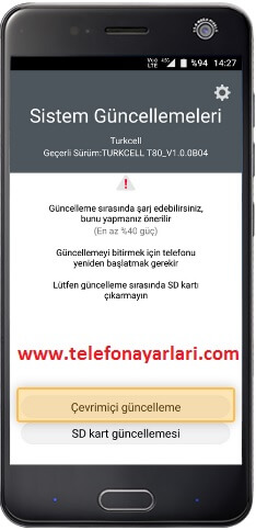 Turkcell T60 Telefon Güncelleme