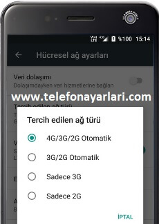 Turkcell T50 Şebeke Seçimi